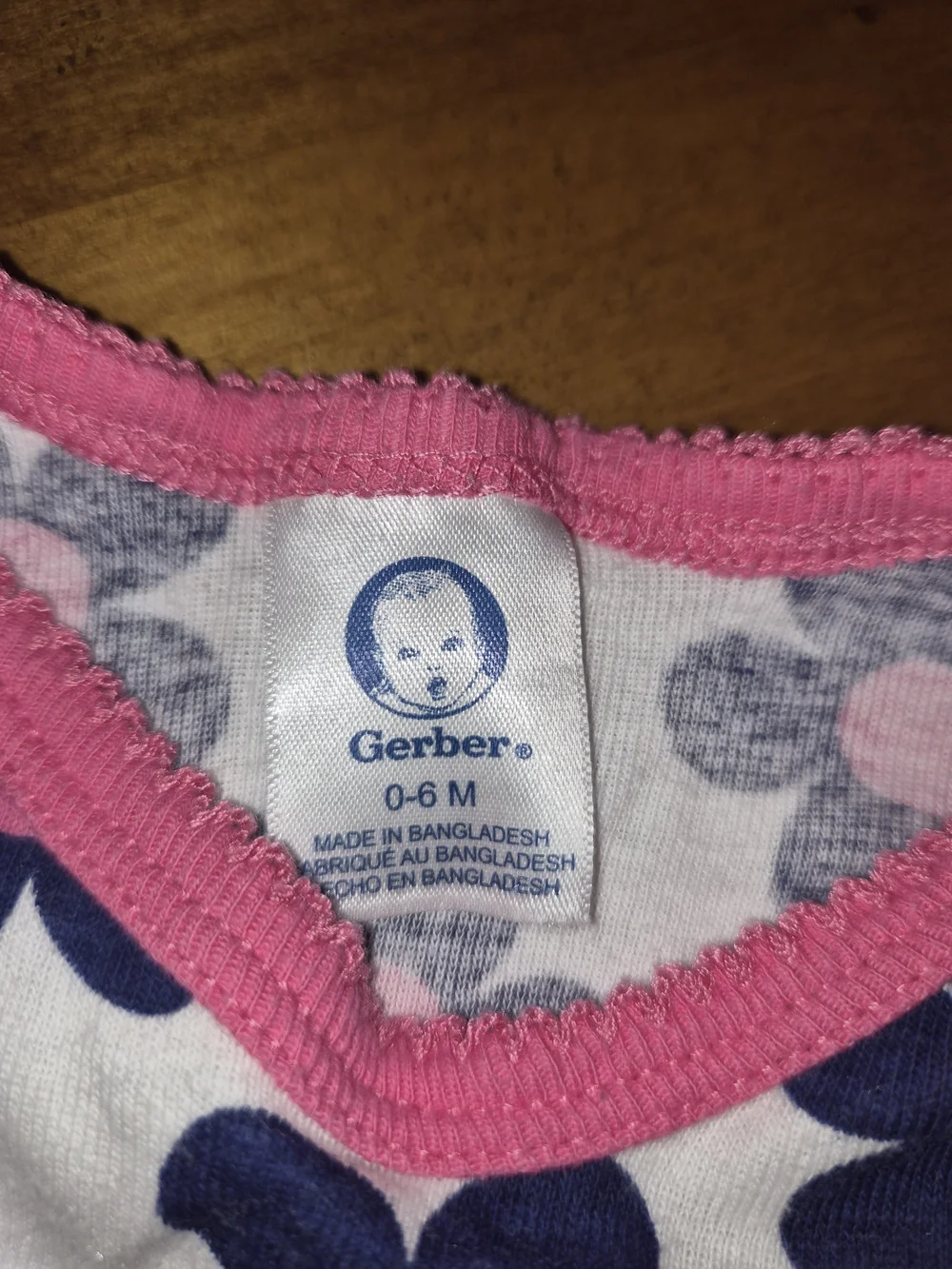 Gerber Baby Floral Sleep Gown - White with Navy & Pink Flowers 0-6 Months